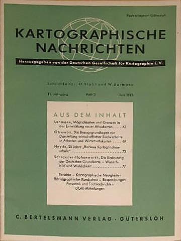 Cover of Kartographische Nachrichten, volume 11, issue 3, 1961
