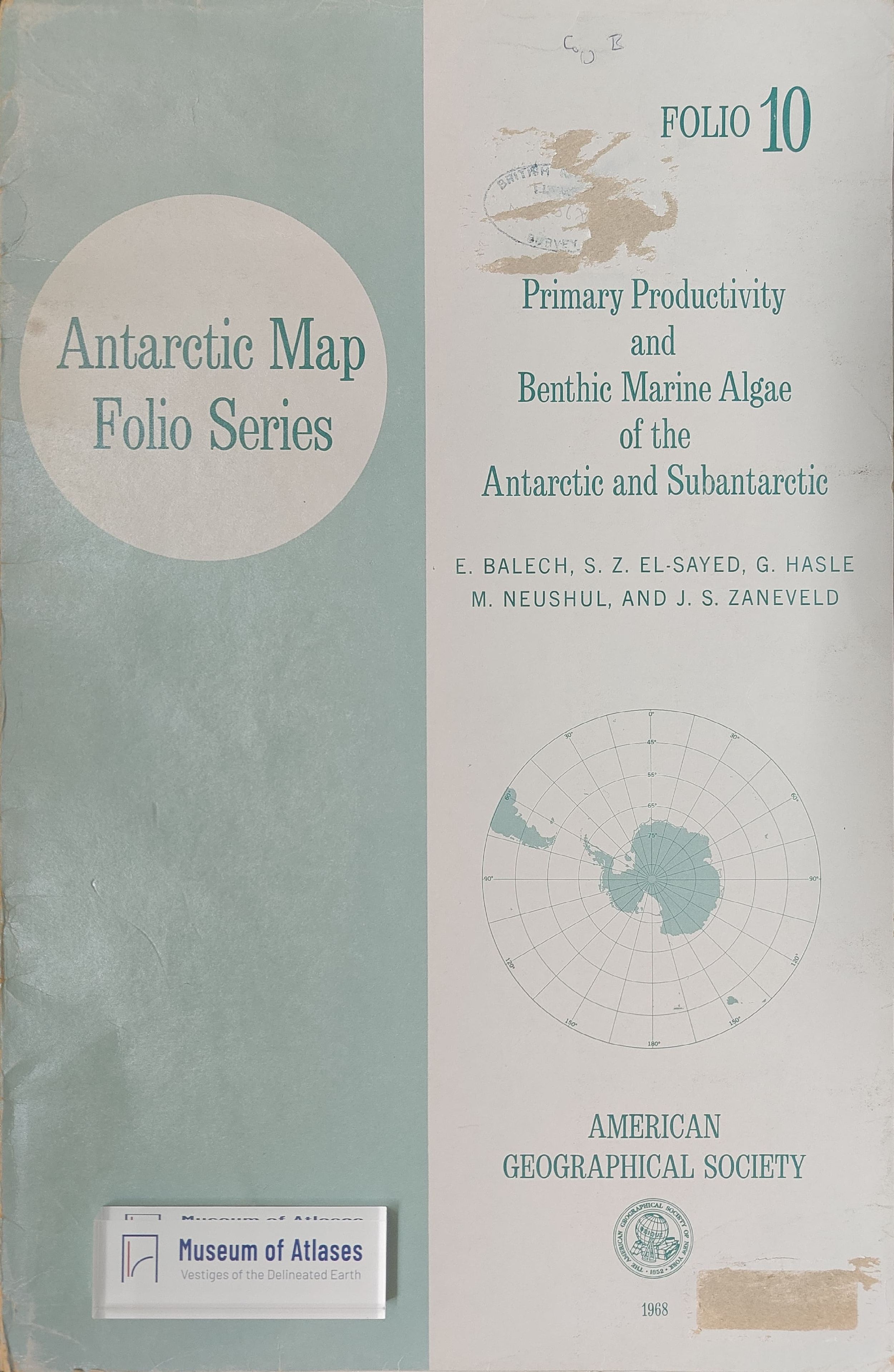 Antarctic Map Folio Series, Vol. 10: Primary Productivity and Benthic Marine Algae of the Antarctic and Subantarctic
